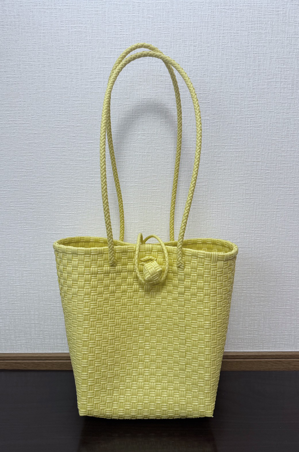 まるごと洗えるバッグ　プラカゴ　メルカド　バケツ型　ロングハンドル　トートバッグ　パサールバッグ　ペールイエロー