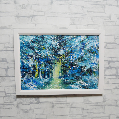 油彩画【雪の森の光】冬の風景 絵画 HR 通販 20297151｜Creema