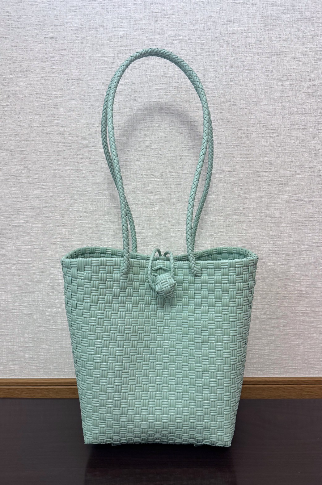 まるごと洗えるバッグ　プラカゴ　メルカド　バケツ型　トートバッグ　ロングハンドル　パサールバッグ　ライトブルー