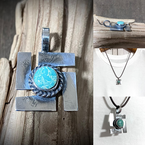 ロイストン ターコイズ スワティカ シルバー ネックレス ペンダント