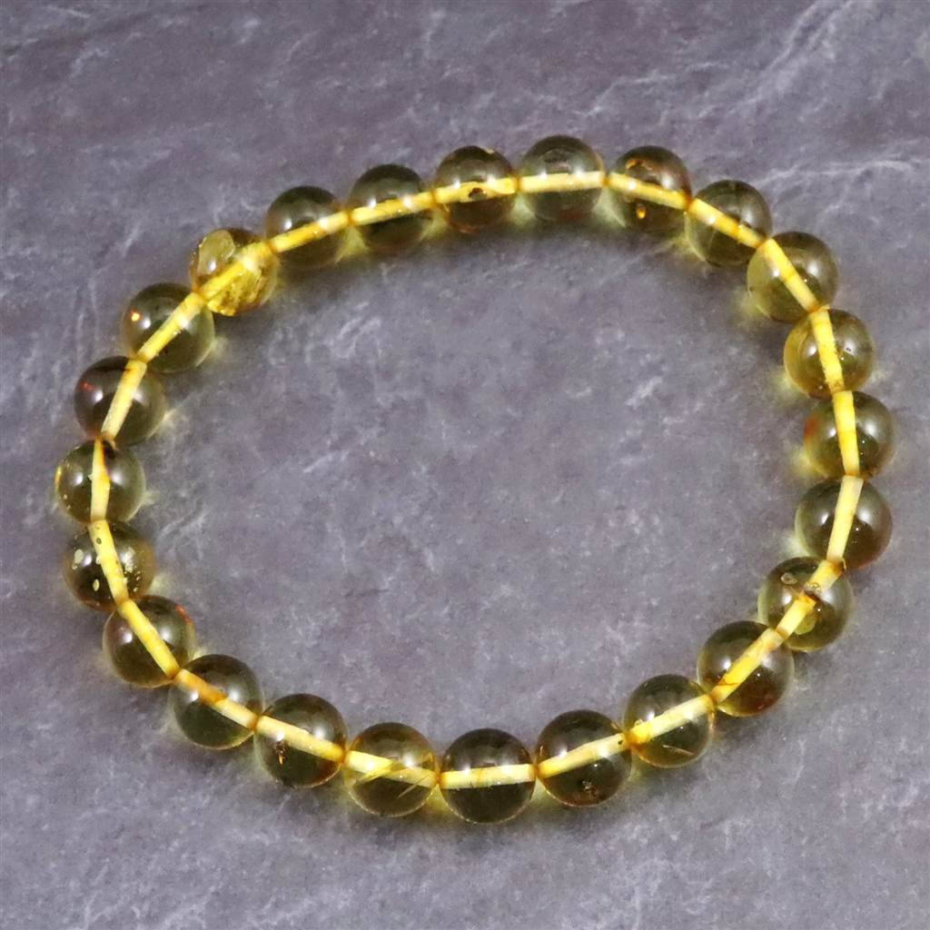 天然琥珀 バルティックアンバー 虫入り　アンバー  8mmブレスレット 7.1g #62356