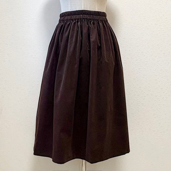 Drawer コットンエンブロダイリーギャザースカート　ブラウン　ロングスカート Drawer コットンエンブロダイリーギャザースカート ブラウン ロング