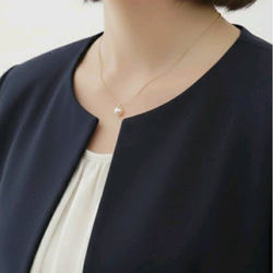 上品1粒パールの華奢ネックレス サージカルステンレス つけっぱなしOK プレゼント フォーマル　スキンネックレス 2枚目の画像