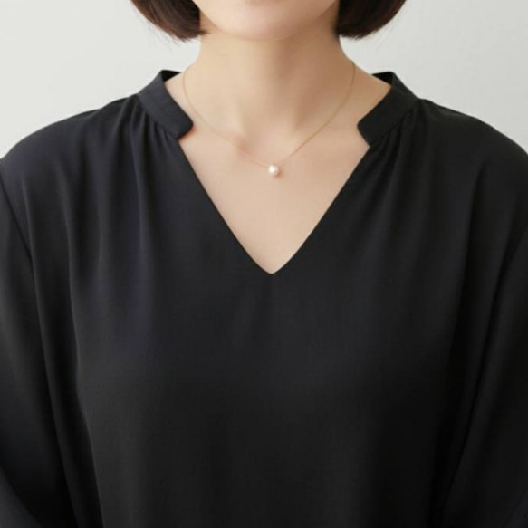 上品1粒パールの華奢ネックレス サージカルステンレス つけっぱなしOK プレゼント フォーマル　スキンネックレス 8枚目の画像