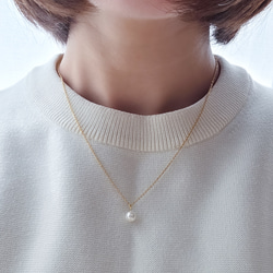 上品1粒パールの華奢ネックレス サージカルステンレス つけっぱなしOK プレゼント フォーマル　スキンネックレス 7枚目の画像