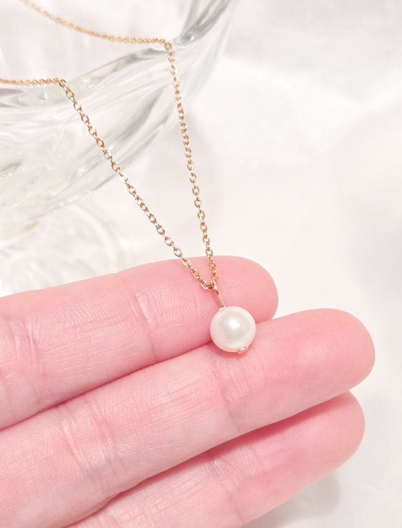 上品1粒パールの華奢ネックレス サージカルステンレス つけっぱなしOK プレゼント フォーマル　スキンネックレス 10枚目の画像