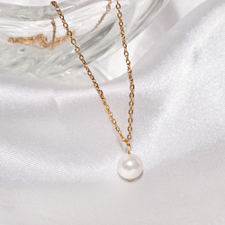 上品1粒パールの華奢ネックレス サージカルステンレス つけっぱなしOK プレゼント フォーマル　スキンネックレス 12枚目の画像