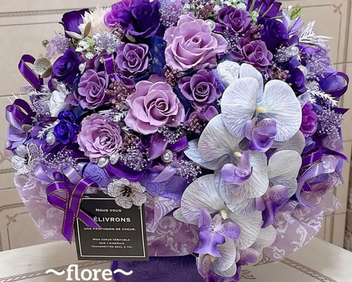 送料無料、ラッピング込み】✨特大✨ 大人気✨紫ミックスバラ