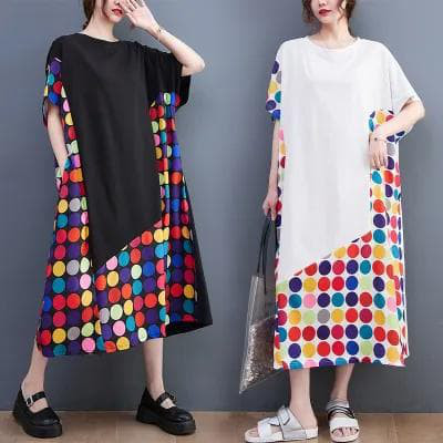 大きいサイズ ワンピース　ドット　水玉　レディース 春夏　 新品 半袖