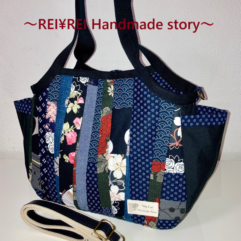 新作！グラニートートバッグ&ショルダー紐♡4WAY♡和柄パッチワーク♡帆布