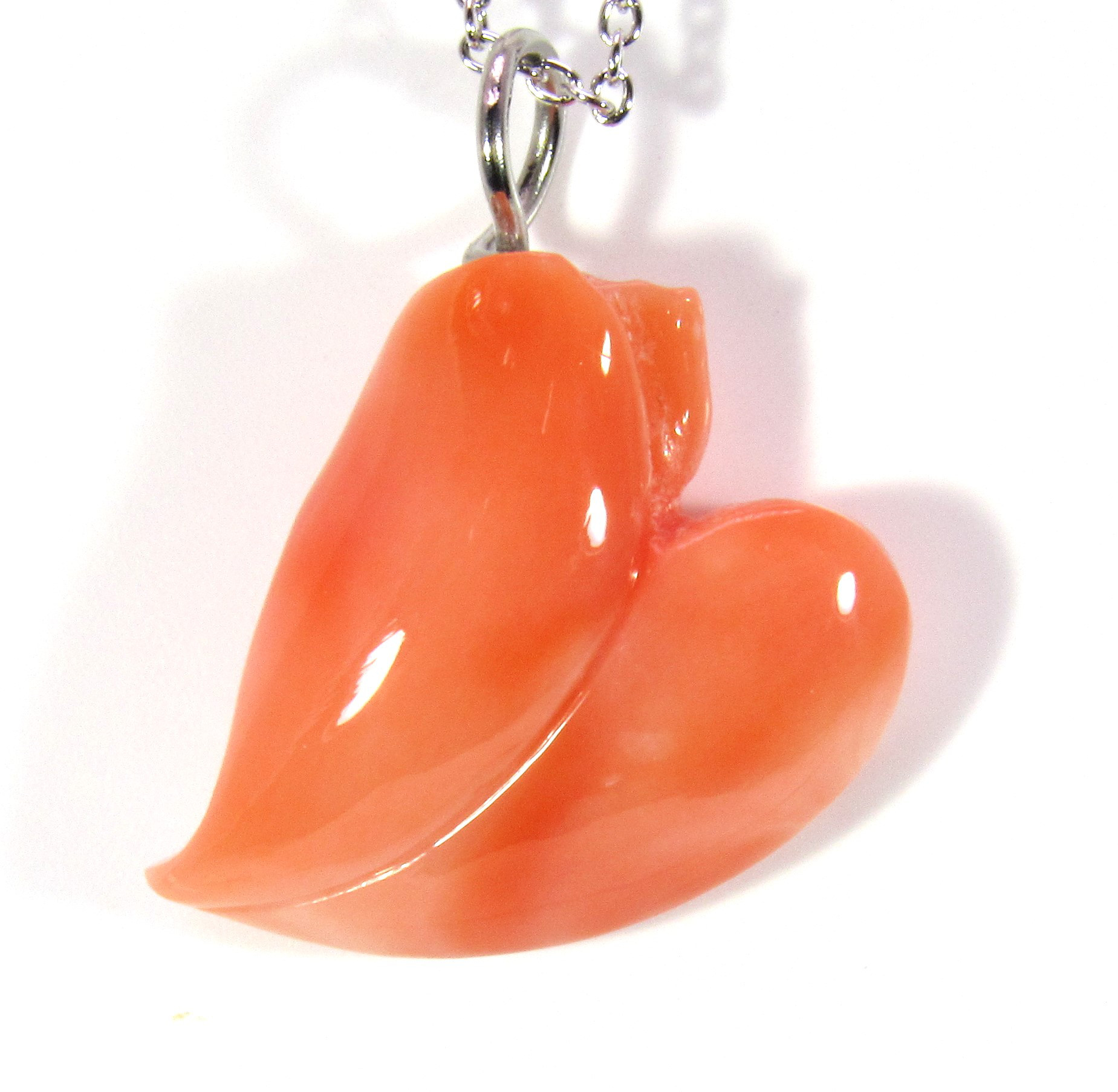 宝石珊瑚　さんご　ハ－トペンダント　アクセサリー ・ジュエリー　ネックレス　IMG－2014