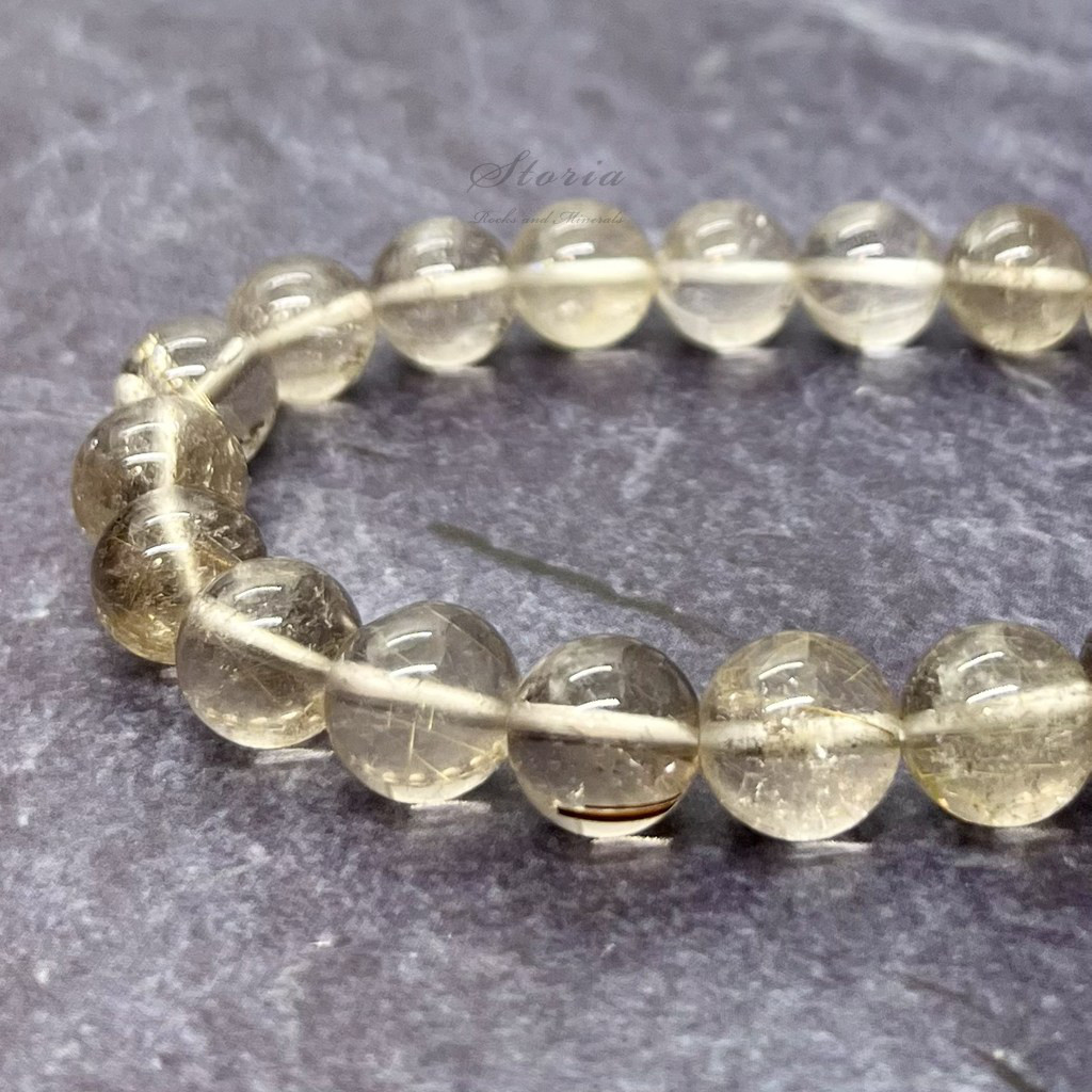 【一点もの】10mm バイーア州産 ルチルクォーツ（金紅石入り水晶）ブレスレット【N010602】