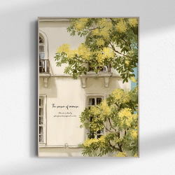 絵画 インテリア 水彩画 額絵 青と緑の世界 空想の青い花 絵画 susa