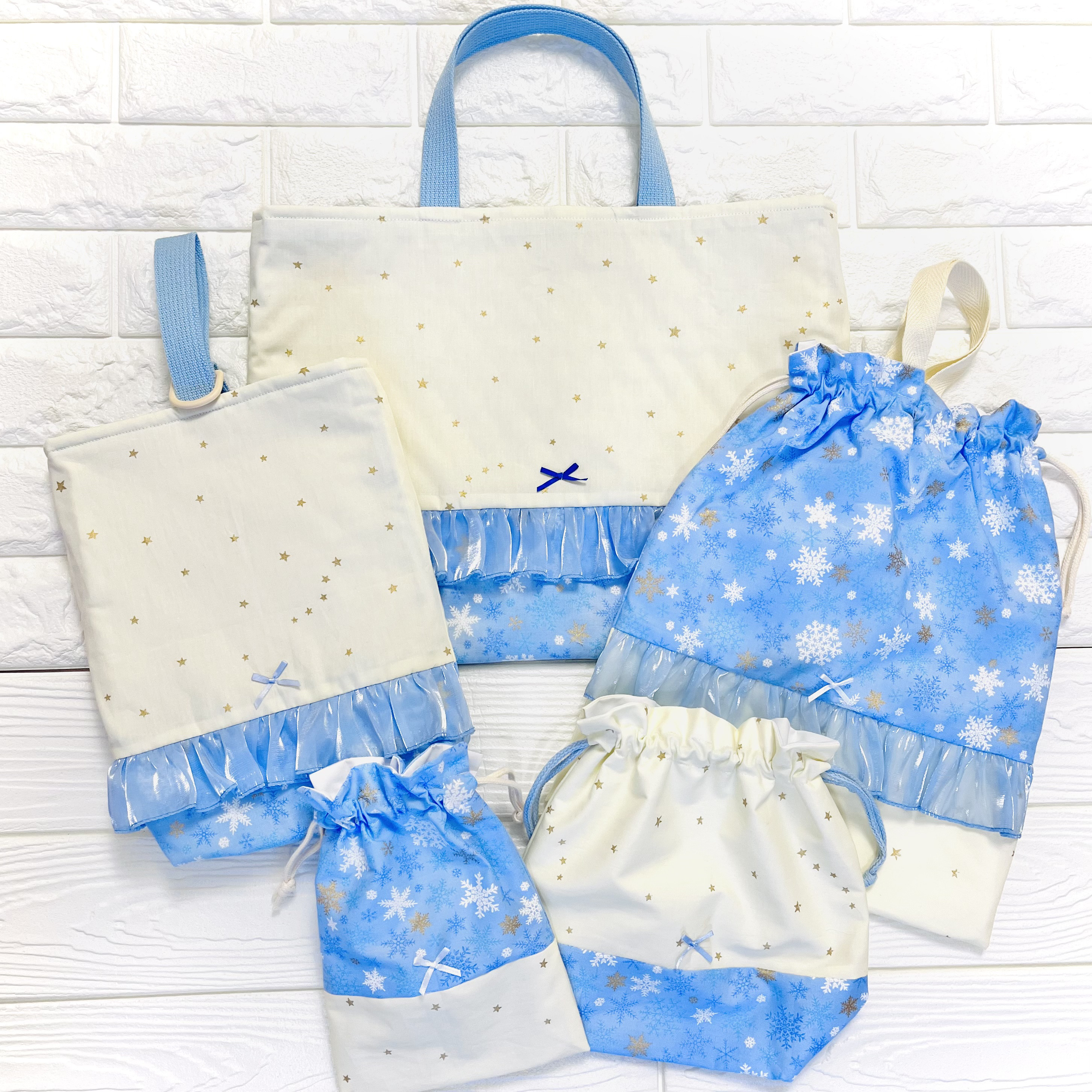 入園入学　5点セット　雪の結晶　スター✖️ブルー