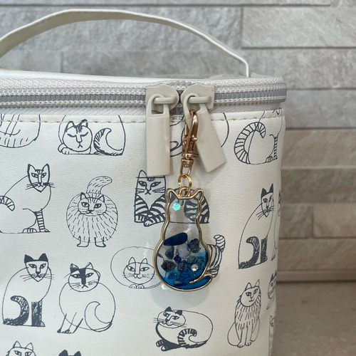 ねこのねがい＊誕生石チャーム】猫モチーフの天然石入りレジン