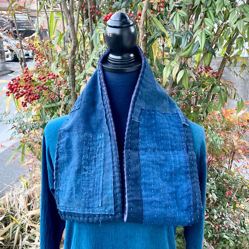 BORO 襤褸 藍染 刺し子 古布 リメイク シングルスヌード ネック