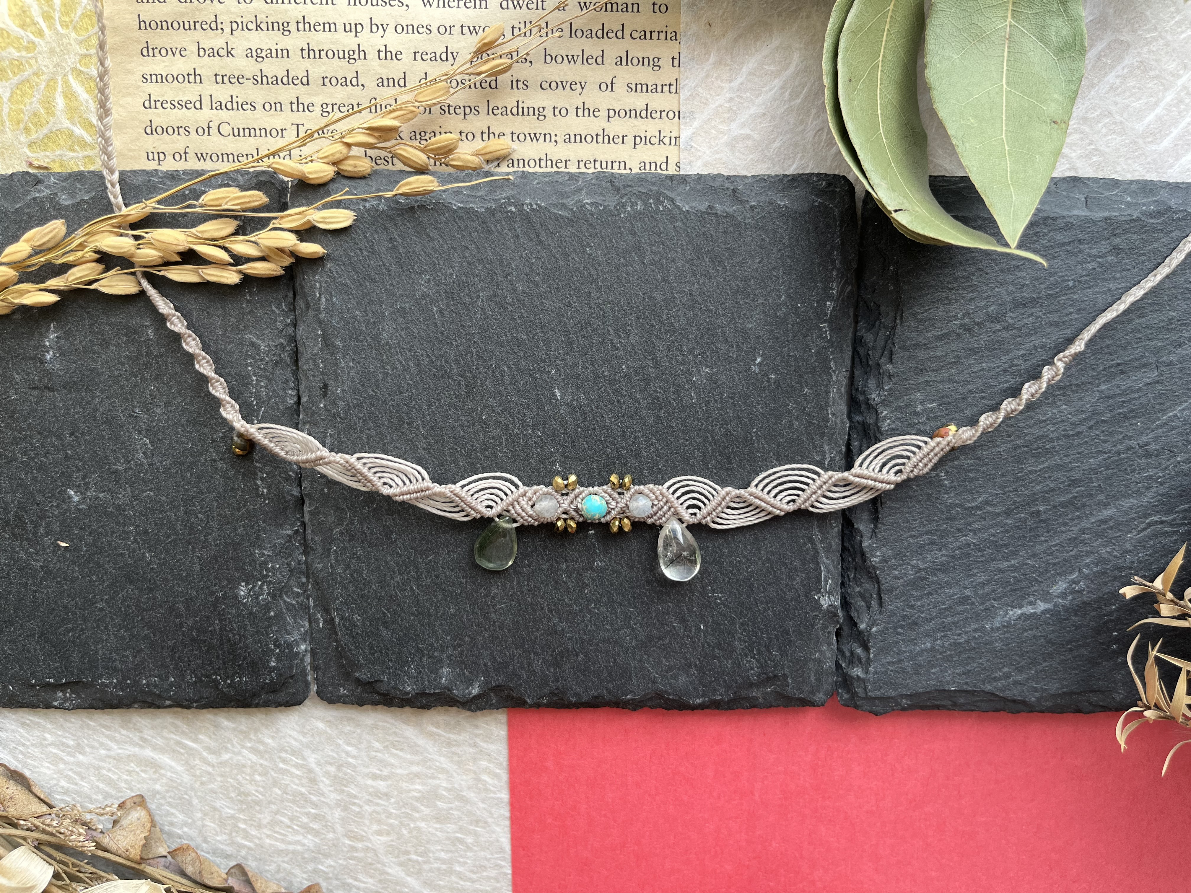 青海波模様＊月の雫.jasper.Green Fluorite. labradorite.hematite〜choker