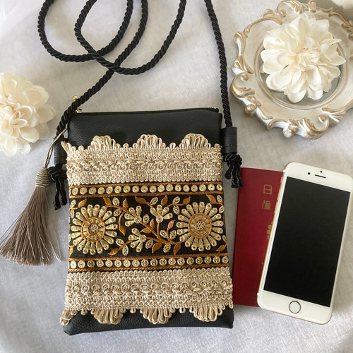 インド刺繍ポシェット インド刺繍リボン インド刺繍 ポシェット