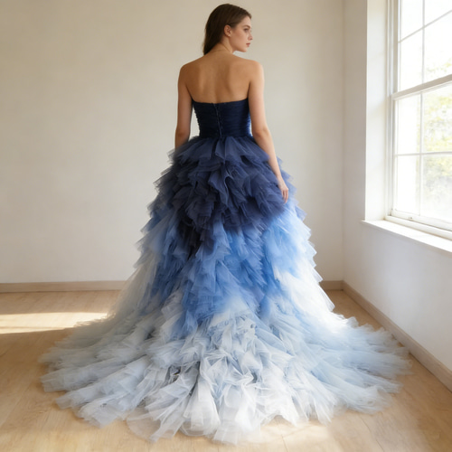 送料無料！カラードレス 2ways グラデーションドレス 取り外し可能な