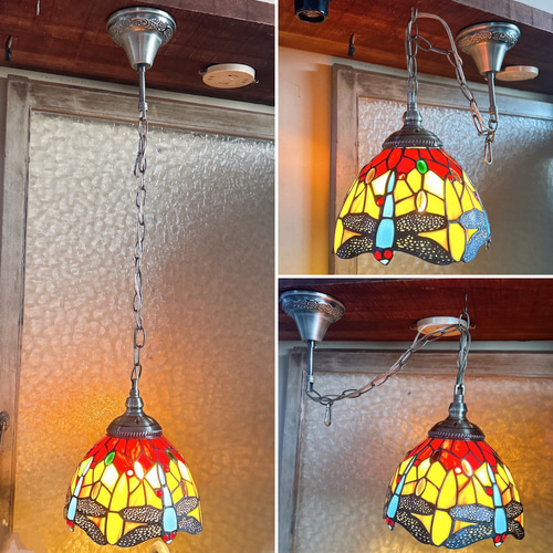 とんぼ モチーフ ステンドグラス ペンダントランプ 1灯式 シーリング