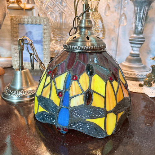 とんぼ モチーフ ステンドグラス ペンダントランプ 1灯式 シーリング