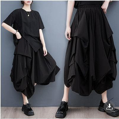 大きいサイズ パンツ　ウエストゴム　レディース 　黒　春夏 秋 新品　変形