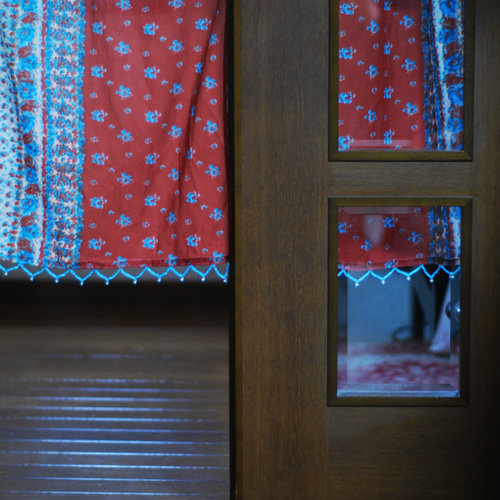 のれん☆インド綿☆ハンドメイド☆ブロックプリント「ベンガラのれん