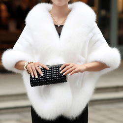 本物フォックスとレッキスファーストールショール白毛皮ケープ和装洋装