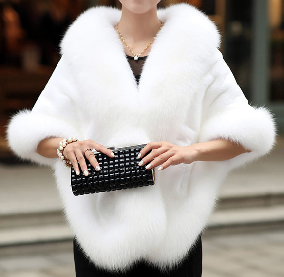 本物限定 ホワイトフォックスとレッキスファーストールポンチョ毛皮ファーショール 本物フォックスとレッキスファーストールショール白毛皮ケープ和装洋装