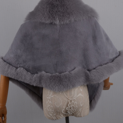 本物フォックスとレッキスファーストールショール灰毛皮ケープ和装洋装