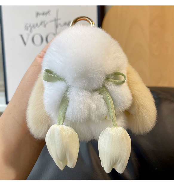 新品 うさぎちゃん☆最高級レッキスファーバッグチャーム/キーホルダー