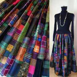 キャピタル　パッチワーク　リネン✖️デニム　ロングスカート キャピタル パッチワーク リネン✖️デニム ロングスカート 2025年最新