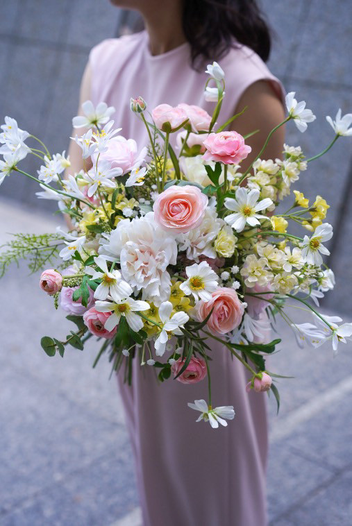 春 クラッチブーケ ナチュラル｜シャンペトルブーケ 造花ブーケ アーティフィシャルフラワー ウェディング　受注製作