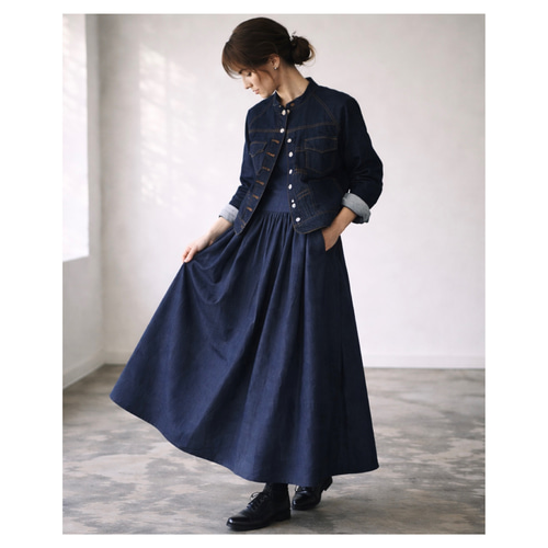岡山県児島デニムのたっぷりギャザーワンピース／ボリューム満点8