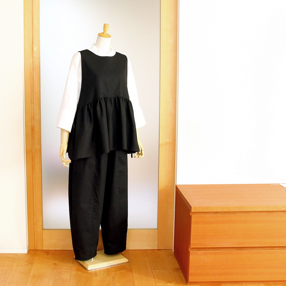 c_o_c_o_r_o　サイドリボンベストとワイドボリュームパンツのセット