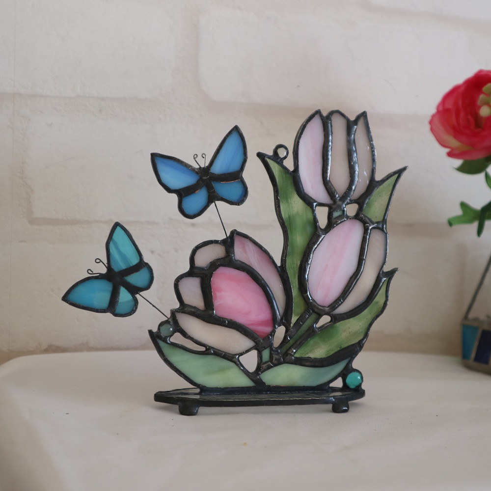 ステンドグラスサンキャッチャー・チューリップ