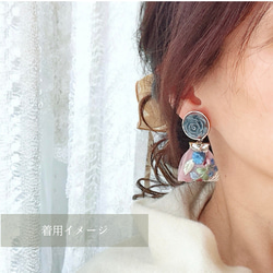 2way/くすみグレーブルーの薔薇×インド刺繍リボン×スワロのアンティークな薫り漂うニュアンス薔薇ピアス・イヤリング 12枚目の画像