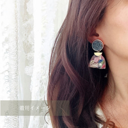 2way/くすみグレーブルーの薔薇×インド刺繍リボン×スワロのアンティークな薫り漂うニュアンス薔薇ピアス・イヤリング 11枚目の画像