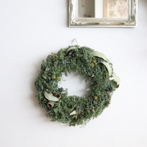 ドライフラワー】グリーンリース 20cm リース Deuxieme(ドゥズィエム