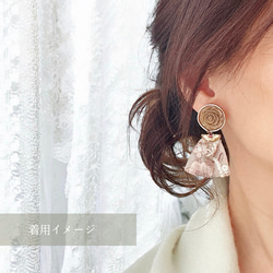 2way/くすみイエローブラウンの薔薇×インド刺繍リボン×スワロのアンティークな薫り漂うニュアンス薔薇ピアス・イヤリング 12枚目の画像
