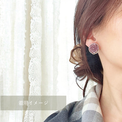 2way/くすみパープルラメの薔薇×インド刺繍リボン×スワロのアンティークな薫り漂うニュアンス薔薇ピアス・イヤリング 11枚目の画像
