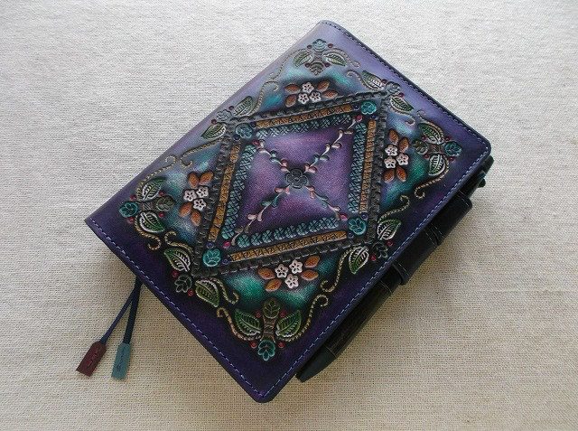 ほぼ日手帳対応　レザー手帳カバー　刻印＆拭き染め