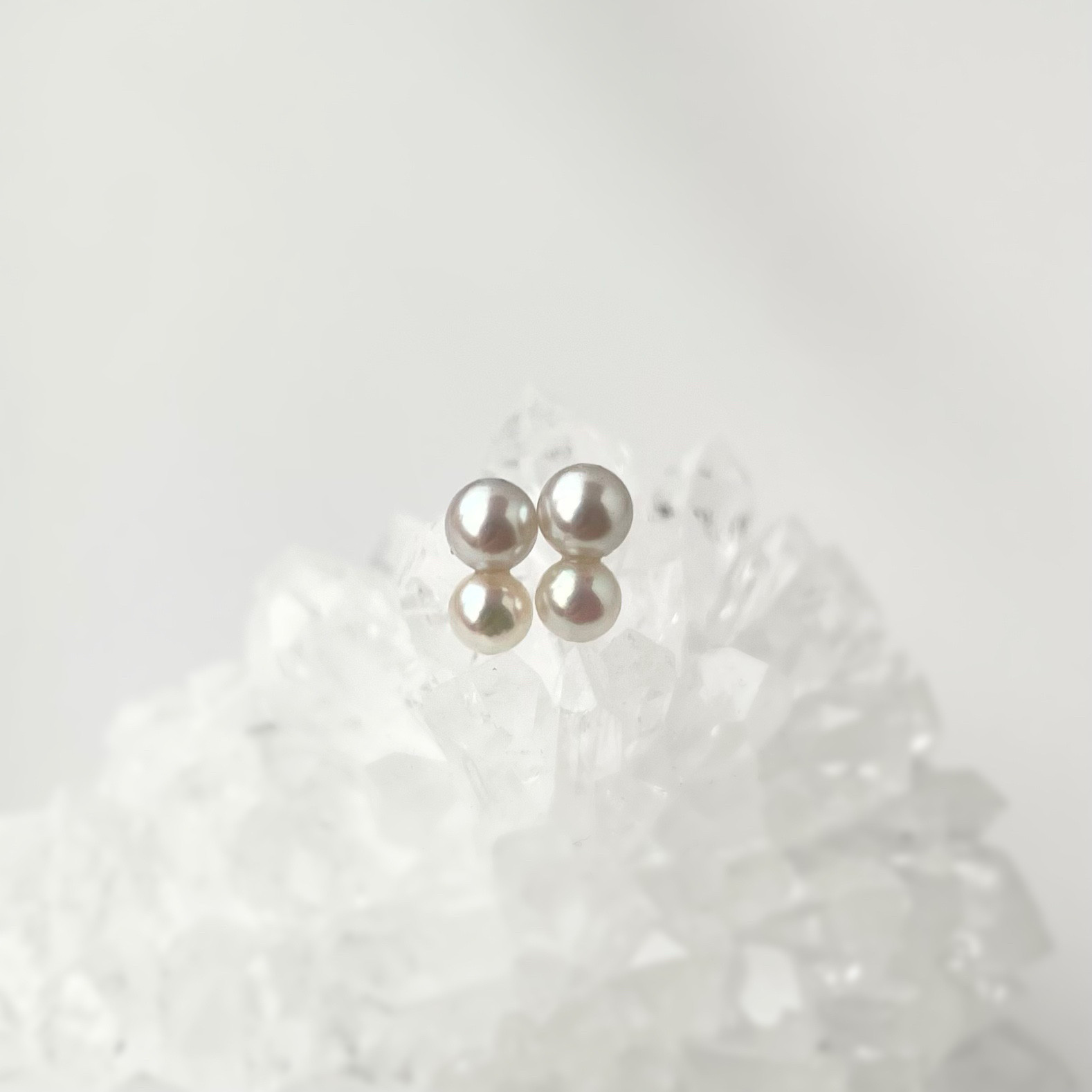 【極小あこや真珠】国産ベビーあこや真珠  ダブルパール 14kgfピアス