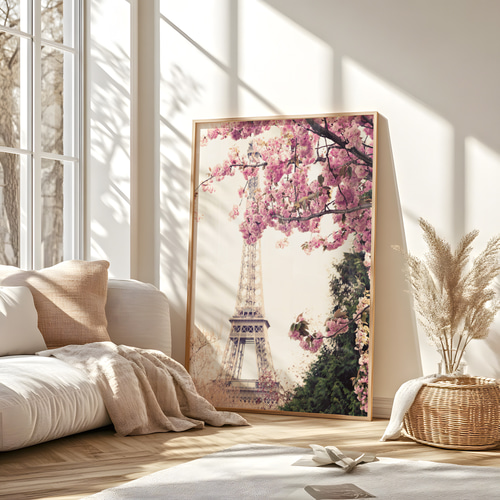 アートポスター エッフェル塔 桜 パリ 風景 写真 北欧風 おしゃれ