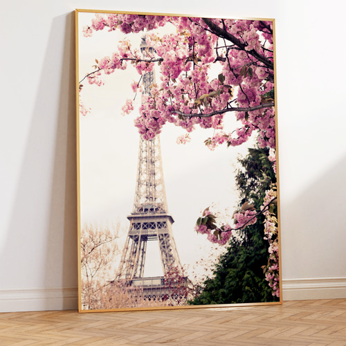 アートポスター エッフェル塔 桜 パリ 風景 写真 北欧風 おしゃれ