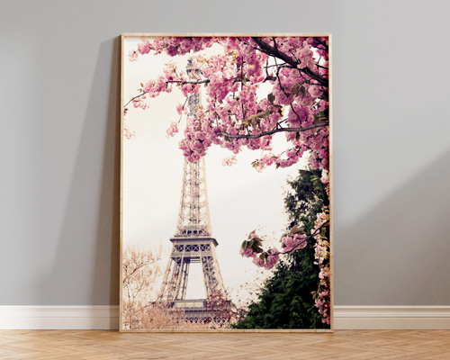 アートポスター エッフェル塔 桜 パリ 風景 写真 北欧風 おしゃれ
