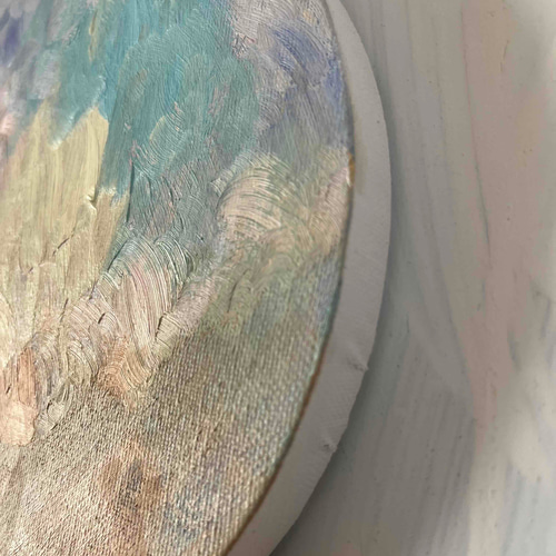 油彩 絵画 『空』丸形アートパネル 直径20cmインテリア 絵画 原画 N