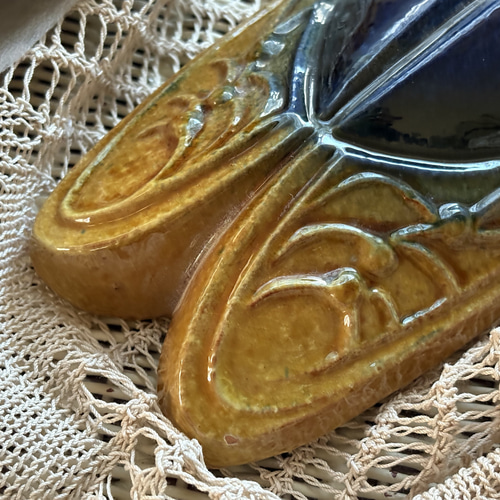 フランスVintage ブロカント プロヴァンス セミの置物 ブルー 陶器 蝉