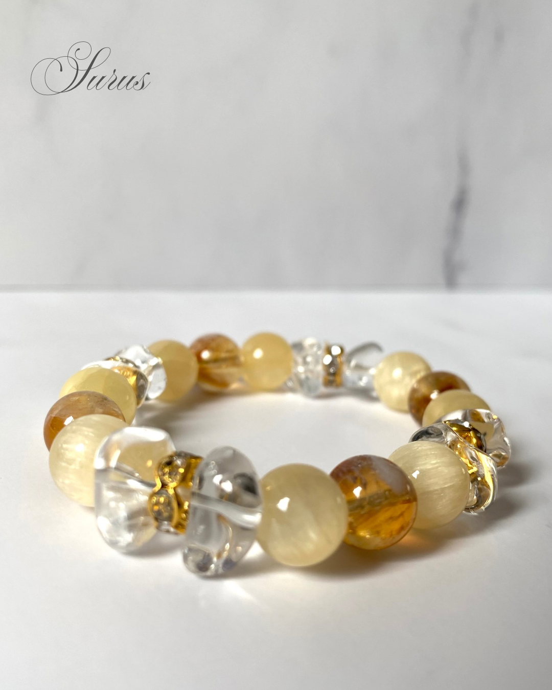 イエローアラゴナイト × ファントムシトリン × クリスタルクォーツ ブレスレット