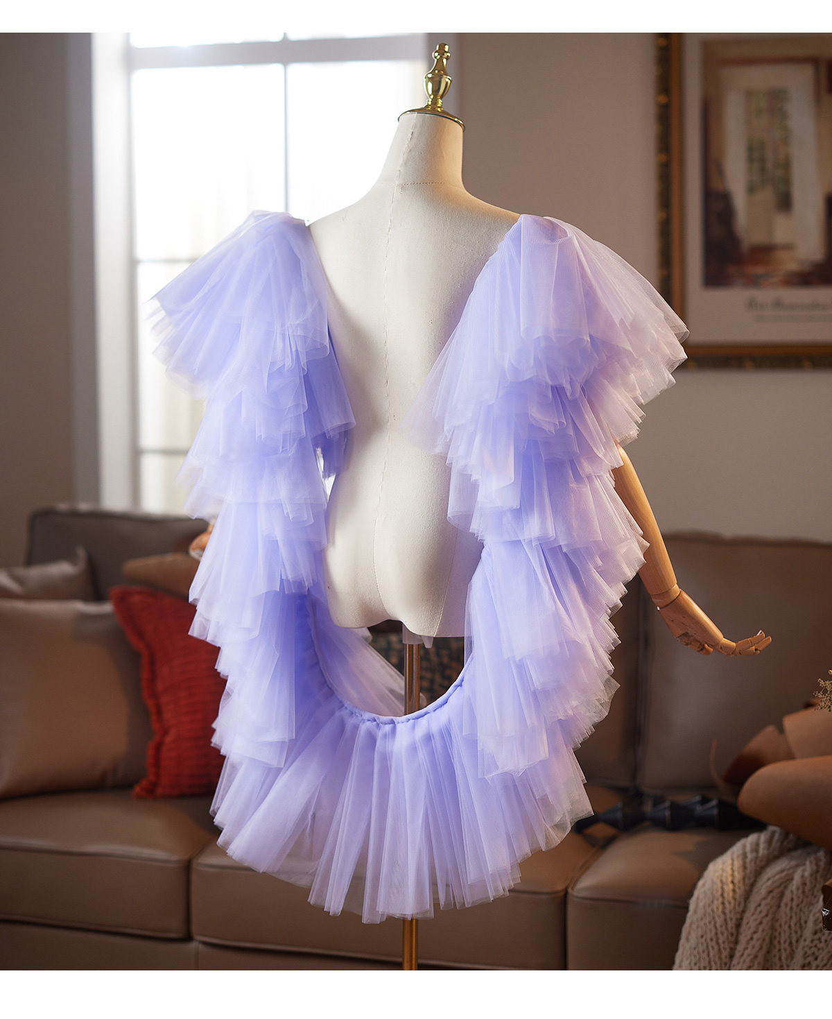 ケープ 紫 チュール ストール 高級感 DIY肩飾り ドレスアクセサリー パーティー ウェディングドレス DTY526